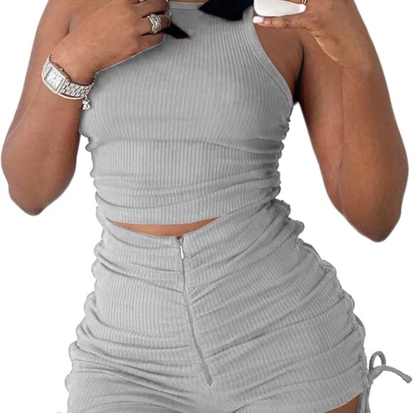 Versatile Women's Plus Size Ribbed 2 Piece Workout Set – Summer Activewear